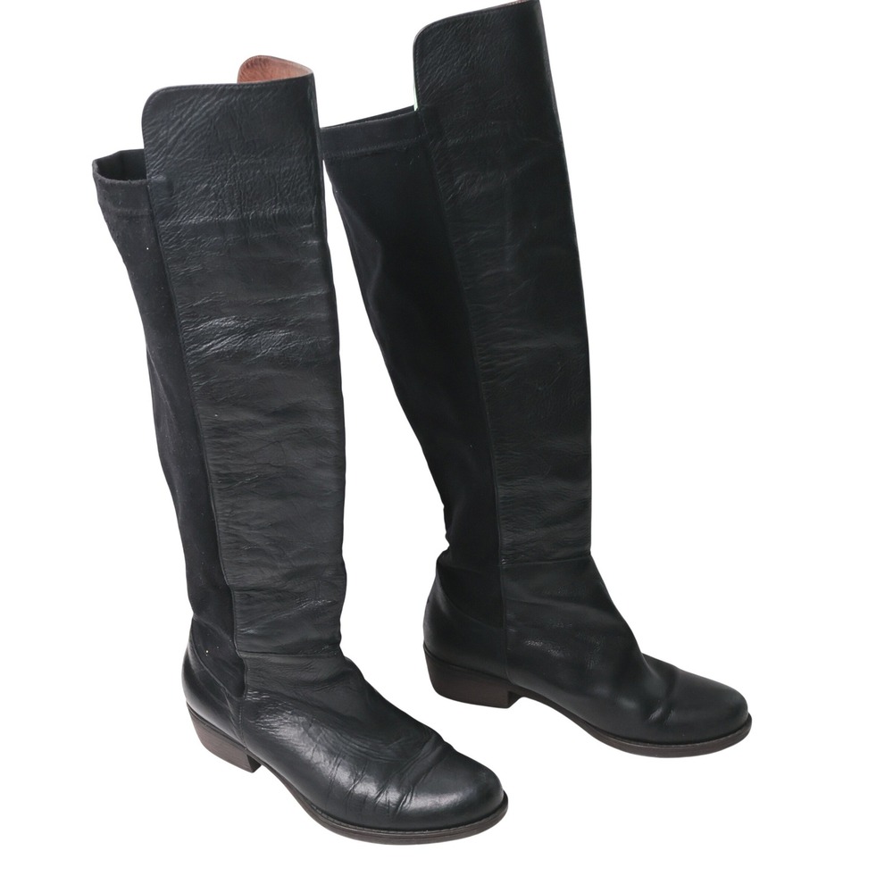 Web Shoemakers Black Leather Over The Knee Boots Made in Spain Size 37